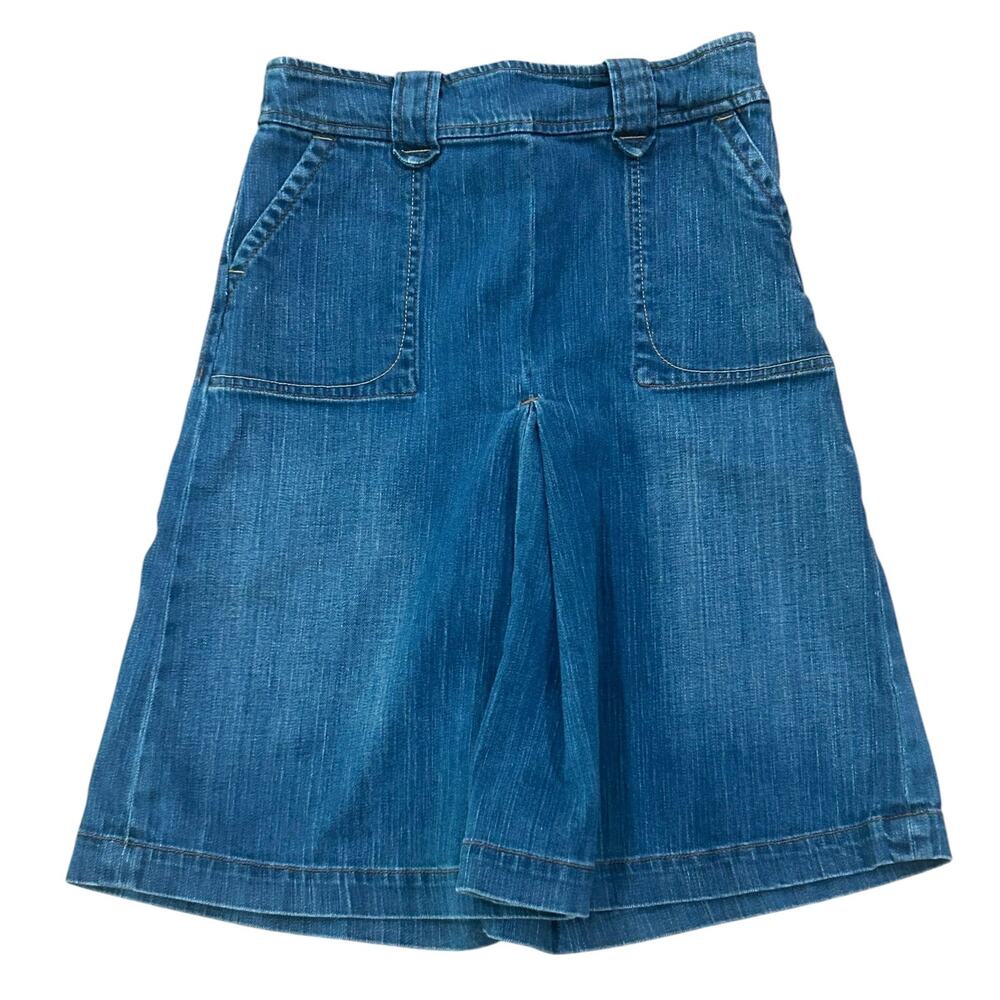 Y2K GAP Jeans Denim Midi Skirt Belted Back Adjustable Waist 28” -